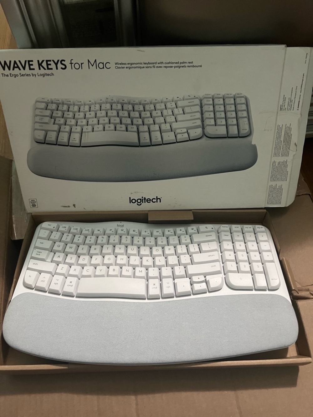 Logitech Wave Keys for Mac Ergonomic Keyboard - White and Light Gray